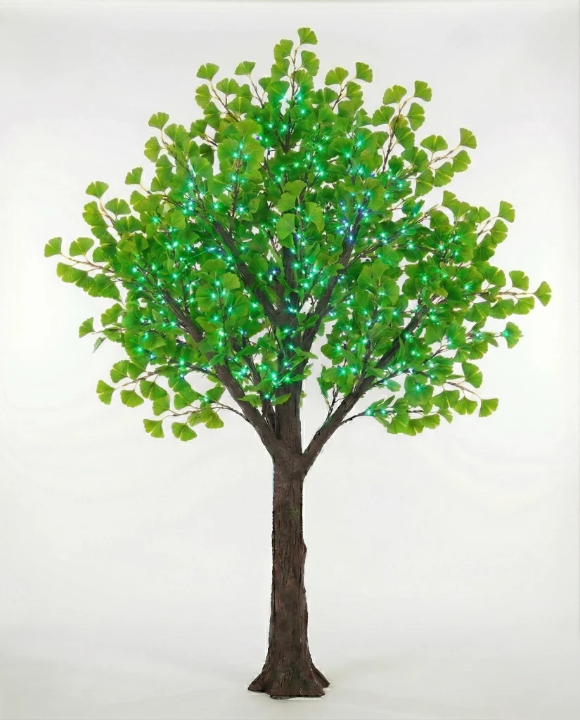 ต้นไม้ไฟ LED ใบแปะก๊วย สีเขียว แบบ RGB Lightning